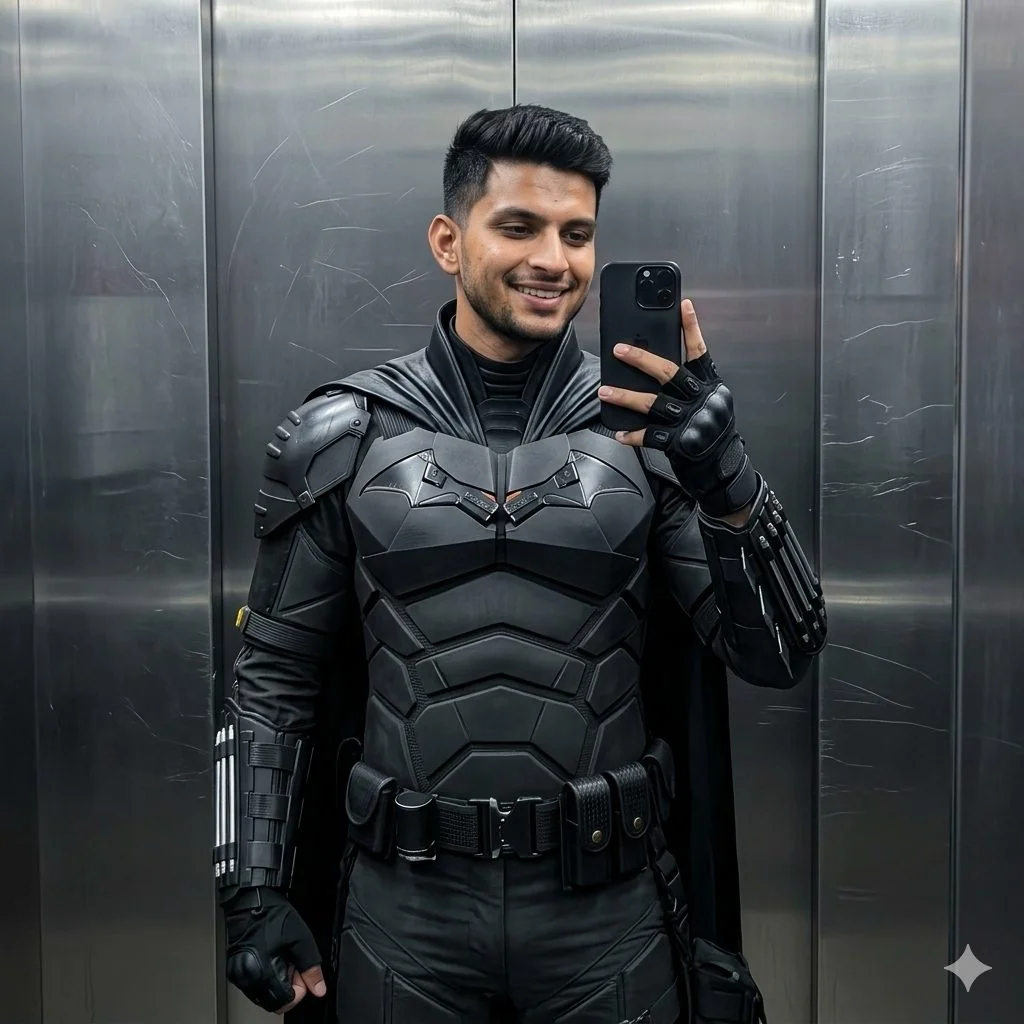 Mirror Selfie Batman Suit Prompt