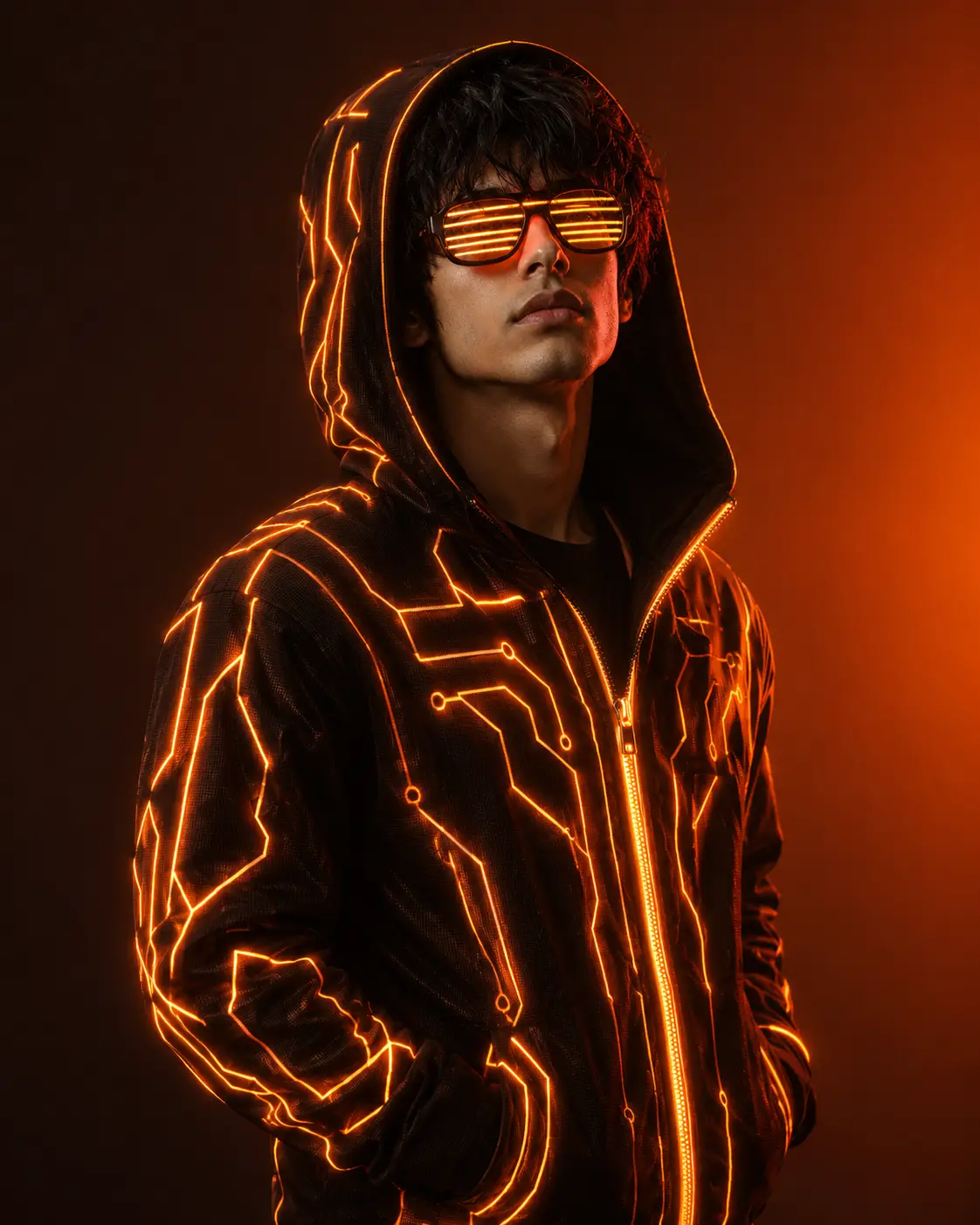 Ultra Realistic Cyberpunk Neon Hoodie Portrait Prompt for AI Art