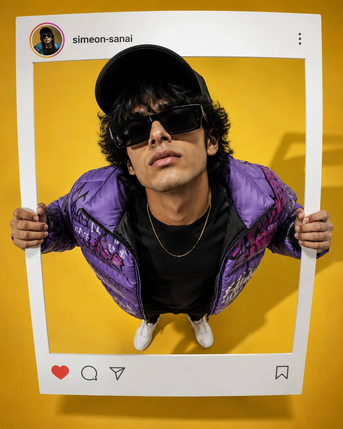 Instagram Frame Break AI Prompt | Ultra Realistic 3D Social Media Portrait