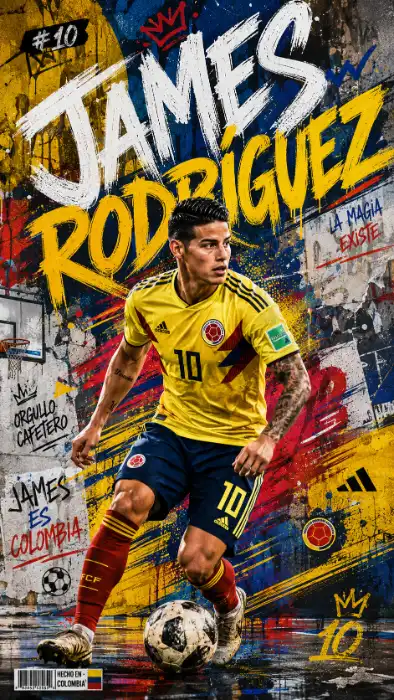 James Rodríguez Street-Art Football Poster Prompt