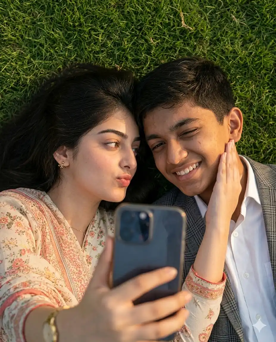 Golden Hour Desi Besties: Ultra-Realistic Cinematic Lawn Selfie