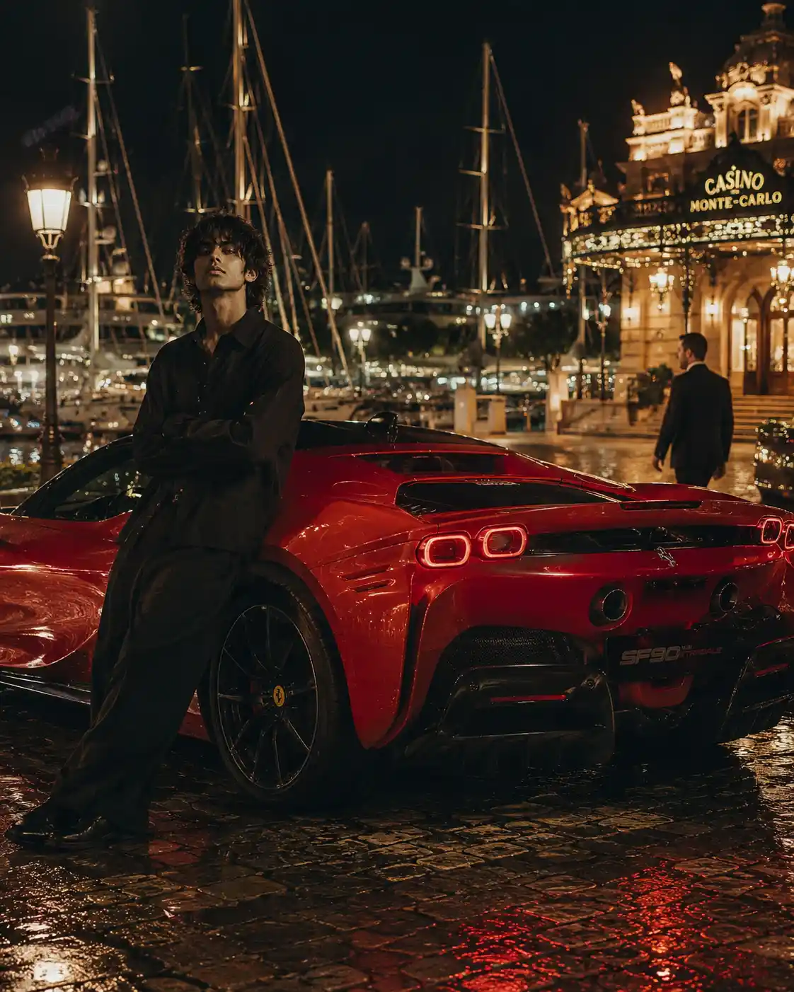 aesthetic pose image with super car prompt